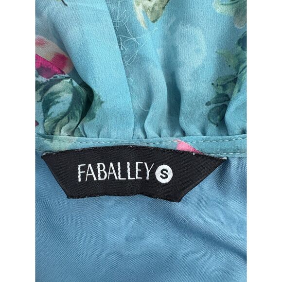 FabAlley Georgette A Line Maxi Casual Dress Size S Feminine Romantic Blue Floral - Picture 10 of 13